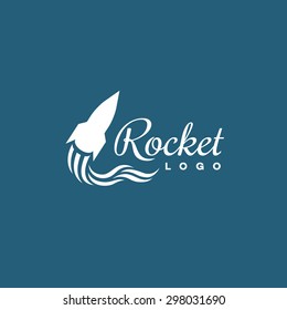 Stylized rocket icon template for logo. Vector illustration.