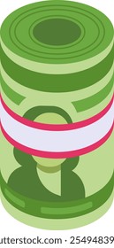 Stylized roll of banknotes symbolizes wealth accumulation, smart financial planning, and the achievement of monetary goals