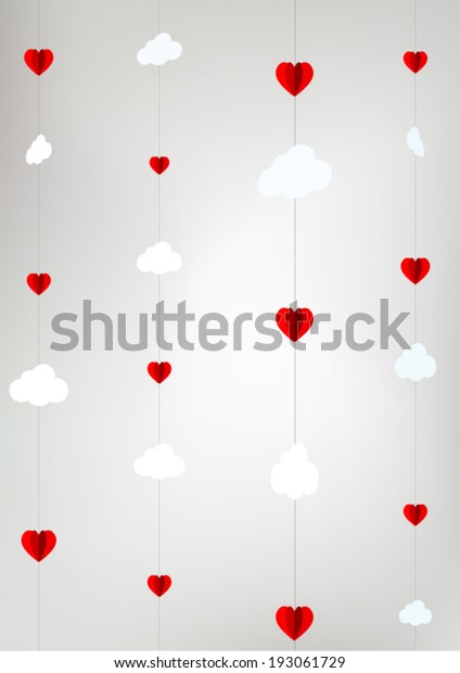 Stylized Romantic Clouds Cut Paper Hearts Stock Image Download Now