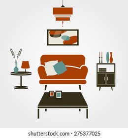 Stylized Room Interior with Modern Furniture