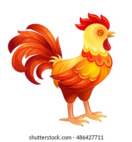 Stylized rooster in fiery colors. EPS10 vector illustration