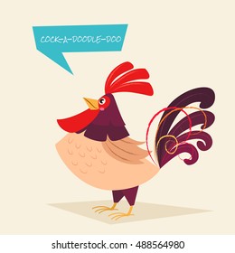 Stylized rooster on a light background. Vector illustration of rooster, symbol of 2017 on the Chinese calendar. Element for New Year's design. Cartoon character. svg
