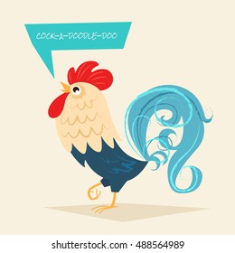 Stylized rooster on a light background. Vector illustration of rooster, symbol of 2017 on the Chinese calendar. Element for New Year's design. Cartoon character. svg