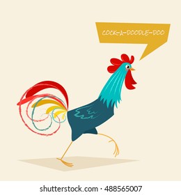 Stylized rooster on a light background. Vector illustration of rooster, symbol of 2017 on the Chinese calendar. Element for New Year's design. Cartoon character.