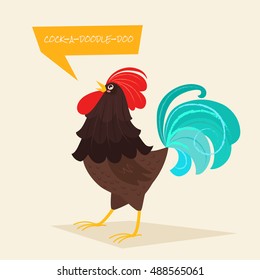 Stylized rooster on a light background. Vector illustration of rooster, symbol of 2017 on the Chinese calendar. Element for New Year's design. Cartoon character.