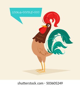 Stylized rooster on a light background. Vector illustration of rooster, symbol of 2017 on the Chinese calendar. Element for New Year's design. Cartoon character.