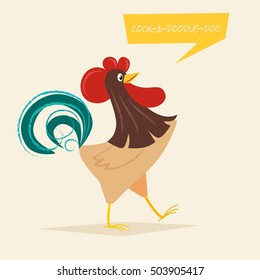 Stylized rooster on a light background. Vector illustration of rooster, symbol of 2017 on the Chinese calendar. Element for New Year's design. Cartoon character.