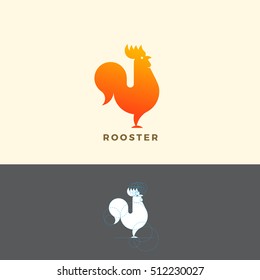 Stylized Rooster Sign, Emblem or Logo Template. Made With Golden Ratio Principles. Isolated.