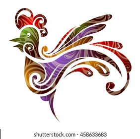 Stylized rooster as symbol for Chinese new year 2017