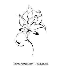 stylized rose in black lines on a white background