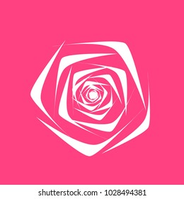 Stylized Rose in Ethnic Style. Vector Flower. Geometric Illustration. Beautiful White Rose for Textile, Tile, Paper, Card, Banner, Fabric, Illustration. Symbol.