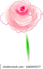 Stylized rose flower. Floral element for greeting cards, invitations, web. Vector illustration.