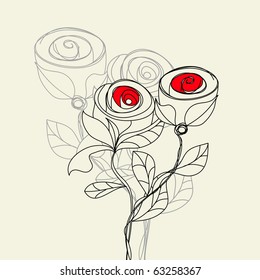 Stylized rose flowers