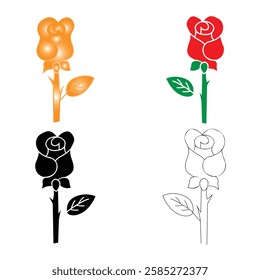 Stylized rose icon in four variations