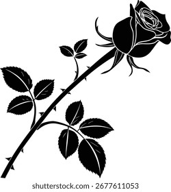 A stylized rose icon presented in a clean, flat silhouette. This design captures the essence of a rose with simple, bold lines, perfect for various applications.