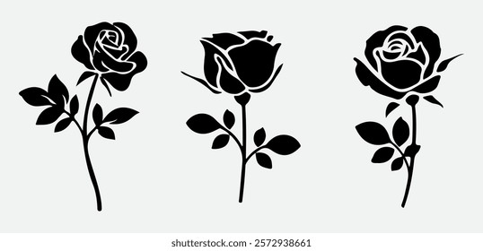 Stylized Rose Silhouette for Decorative and Graphic Art Applications