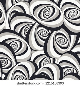 stylized roses bouquet seamless pattern in silver shades