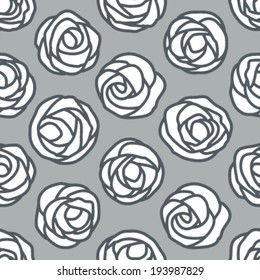 Stylized Roses Sketch Seamless Background Pattern