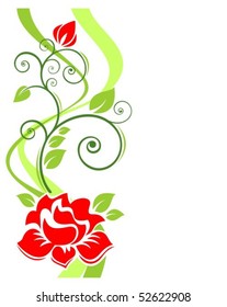 Stylized roses and strips pattern on a white background.