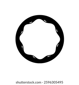 Stylized round decorative frame with abstract wave edges. Ideal for logo designs, artistic elements, vintage decoration, and creative graphic projects. A high-quality vector with a unique shape