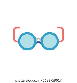 Stylized round glasses with coral frames on White Background