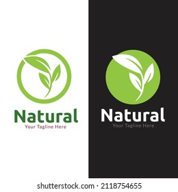 Plantilla de logotipo gráfico de forma redondeada estilizada, ilustración vectorial. Plantilla de logotipo creativo con follaje redondo, medio ambiente, naturaleza, concepto de crecimiento