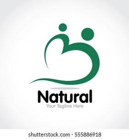 Stylized round shape graphic logo template, vector illustration isolated on white background. Creative logotype template with round foliage, environment, nature, growth concept