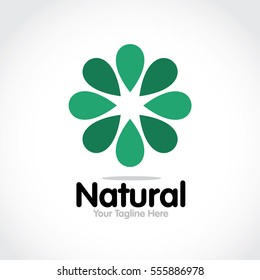 Stylized round shape graphic logo template, vector illustration isolated on white background. Creative logotype template with round foliage, environment, nature, growth concept