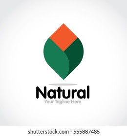 Stylized round shape graphic logo template, vector illustration isolated on white background. Creative logotype template with round foliage, environment, nature, growth concept