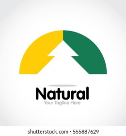 Stylized round shape graphic logo template, vector illustration isolated on white background. Creative logotype template with round foliage, environment, nature, growth concept