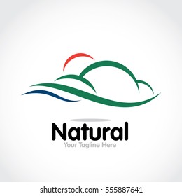 Stylized round shape graphic logo template, vector illustration isolated on white background. Creative logotype template with round foliage, environment, nature, growth concept
