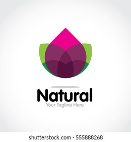 Stylized round shape graphic logo template, vector illustration isolated on white background. Creative logotype template with round foliage, environment, nature, growth concept