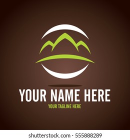 Stylized round shape graphic logo template, vector illustration isolated on white background. Creative logotype template with round foliage, environment, nature, growth concept