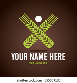 Stylized round shape graphic logo template, vector illustration isolated on white background. Creative logotype template with round foliage, environment, nature, growth concept