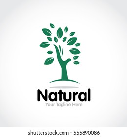Stylized round shape graphic logo template, vector illustration isolated on white background. Creative logotype template with round foliage, environment, nature, growth concept