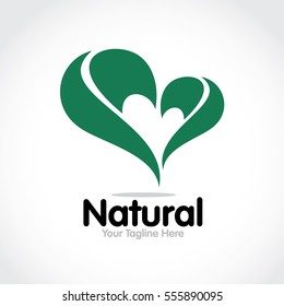 Stylized round shape graphic logo template, vector illustration isolated on white background. Creative logotype template with round foliage, environment, nature, growth concept