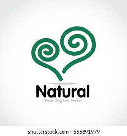 Stylized round shape graphic logo template, vector illustration isolated on white background. Creative logotype template with round foliage, environment, nature, growth concept.
