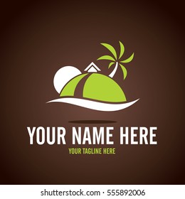 Stylized round shape graphic logo template, vector illustration isolated on white background. Creative logotype template with round foliage, environment, nature, growth concept.