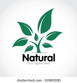 Stylized round shape graphic logo template, vector illustration isolated on white background. Creative logotype template with round foliage, environment, nature, growth concept.