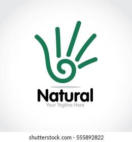 Stylized round shape graphic logo template, vector illustration isolated on white background. Creative logotype template with round foliage, environment, nature, growth concept.