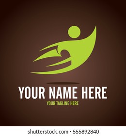 Stylized round shape graphic logo template, vector illustration isolated on white background. Creative logotype template with round foliage, environment, nature, growth concept.