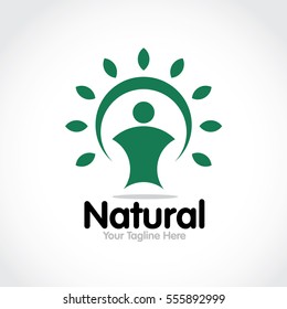 Stylized round shape graphic logo template, vector illustration isolated on white background. Creative logotype template with round foliage, environment, nature, growth concept.