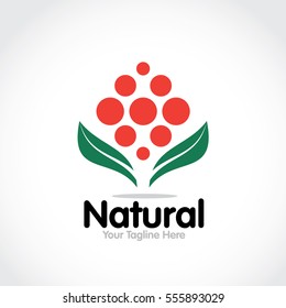 Stylized round shape graphic logo template, vector illustration isolated on white background. Creative logotype template with round foliage, environment, nature, growth concept.
