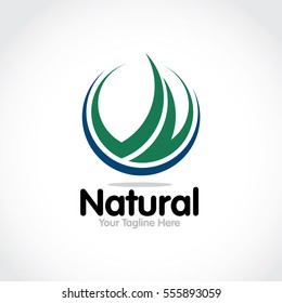 Stylized round shape graphic logo template, vector illustration isolated on white background. Creative logotype template with round foliage, environment, nature, growth concept.