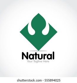 Stylized round shape graphic logo template, vector illustration isolated on white background. Creative logotype template with round foliage, environment, nature, growth concept.