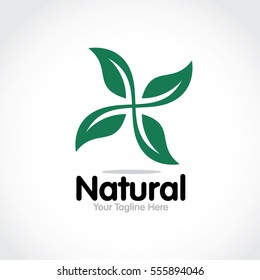 Stylized round shape graphic logo template, vector illustration isolated on white background. Creative logotype template with round foliage, environment, nature, growth concept.