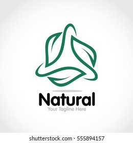 Stylized round shape graphic logo template, vector illustration isolated on white background. Creative logotype template with round foliage, environment, nature, growth concept.