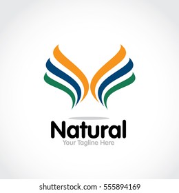 Stylized round shape graphic logo template, vector illustration isolated on white background. Creative logotype template with round foliage, environment, nature, growth concept.