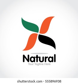 Stylized round shape graphic logo template, vector illustration isolated on white background. Creative logotype template with round foliage, environment, nature, growth concept.