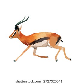 Stilisierte Laufgazelle, Vektorkunst, ideal für Natur-, Safari- und Geschwindigkeitskonzepte. Hochwertige Tiergrafik für diverse Projekte.